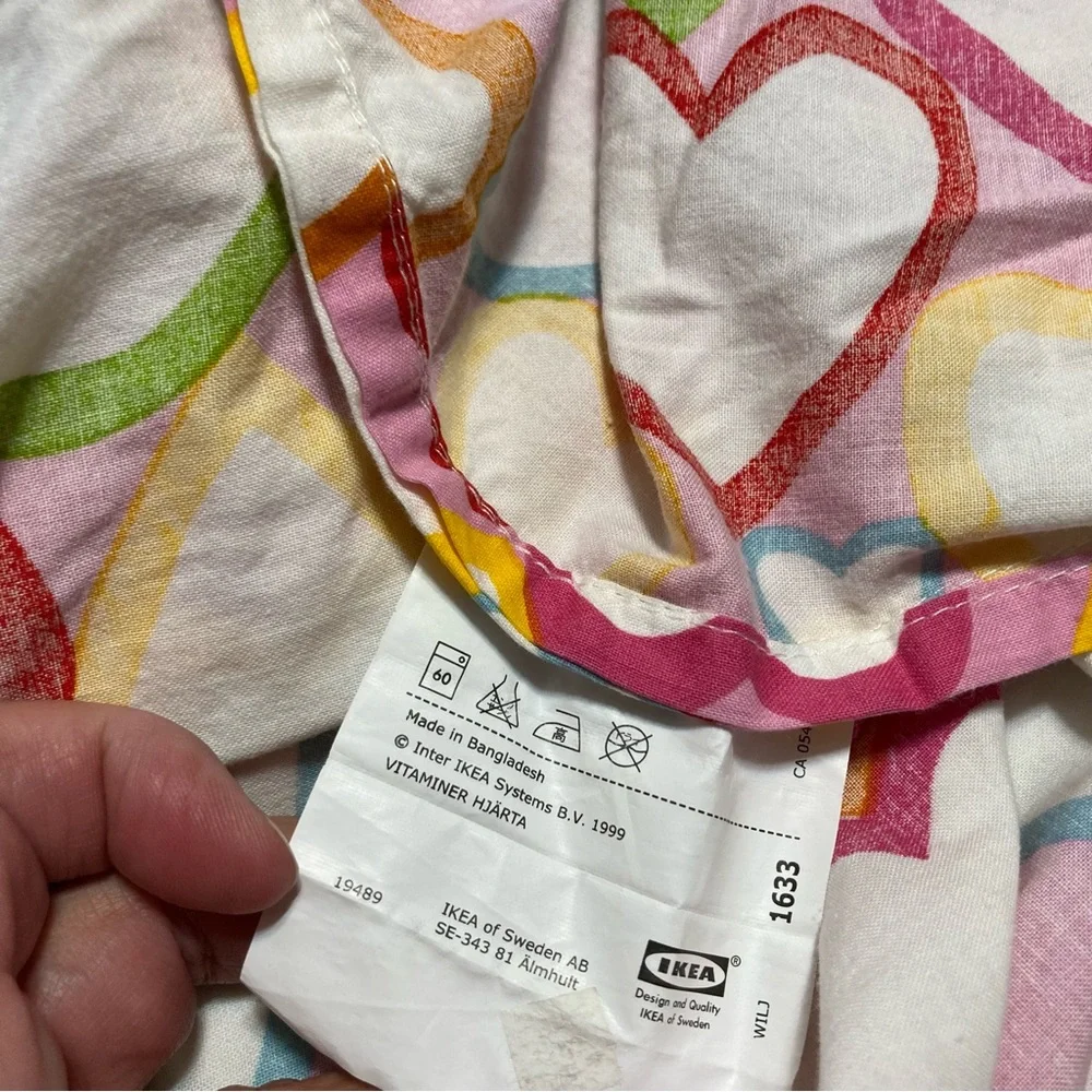 IKEA Hearts Vitaminer Hjarta Pink White Cotton Reversible Duvet Cover Twin